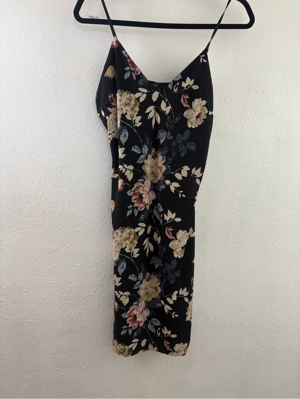 Windsor black floral spaghetti-strap mid dress size XL